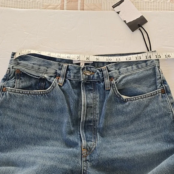 RE/DONE High Waist Tapered Leg Vintage Inspired Jeans Size 28 Mid Wash B… - Picture 10 of 11